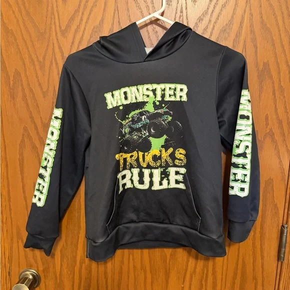 Monster Trucks Rule Kids Hoodie - Black - Picture 1 of 4